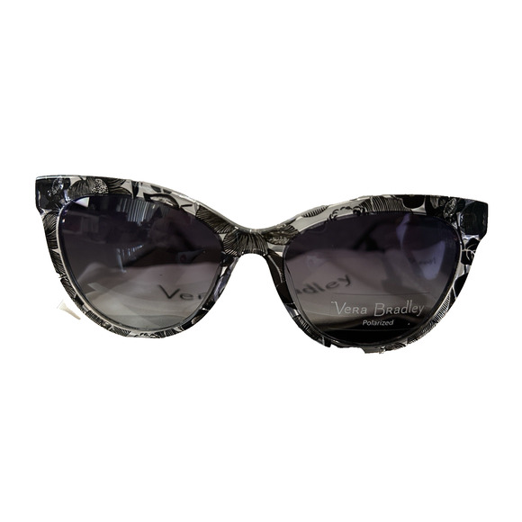 NWT Vera Bradley Bedford Blooms Blue Lenses Tanya Cat Eye Black/White Sunglasses - Picture 1 of 8